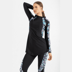 Meta Floral Asymmetrial Basic Swimsuit