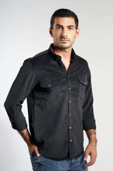Black Cotton Casual Shirt(661) - Naga Homme