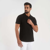 Black Plain Short Sleeves Polo(103) - nagahomme