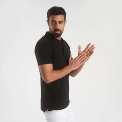 Black Plain Short Sleeves Polo(103) - nagahomme