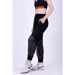 Mesh See-Through Black Sweatpants