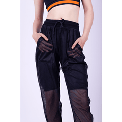 Mesh See-Through Black Sweatpants