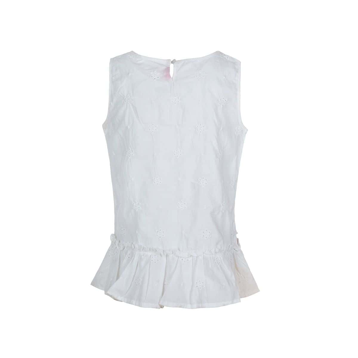 Girls Sleeveless Embroidered Ruffle Top(54) - nagahomme