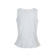 Girls Sleeveless Embroidered Ruffle Top(54) - nagahomme