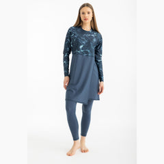 Deep Green Motion Wave Swim Top