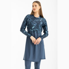 Deep Green Motion Wave Swim Top