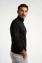 Black Rounded-Neck Pullover