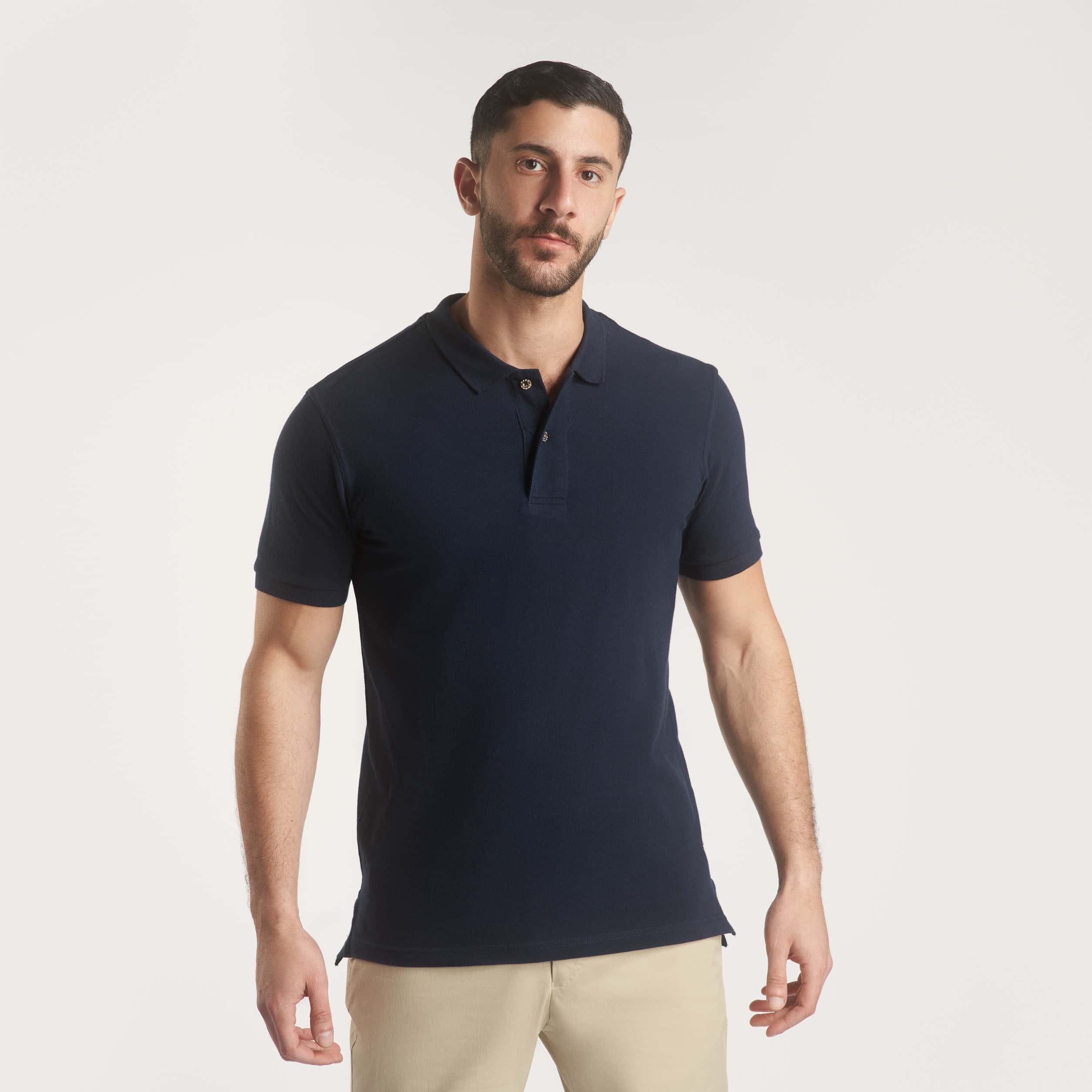 Navy Plain Short Sleeves Polo|(103) - nagahomme