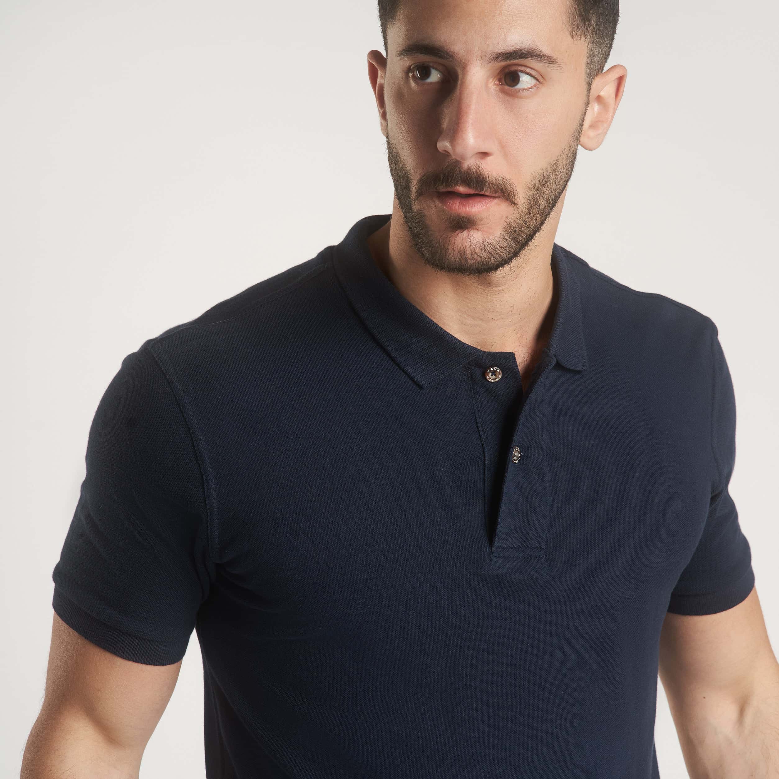 Navy Plain Short Sleeves Polo|(103) - nagahomme