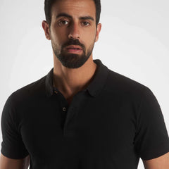 Black Plain Short Sleeves Polo(01)