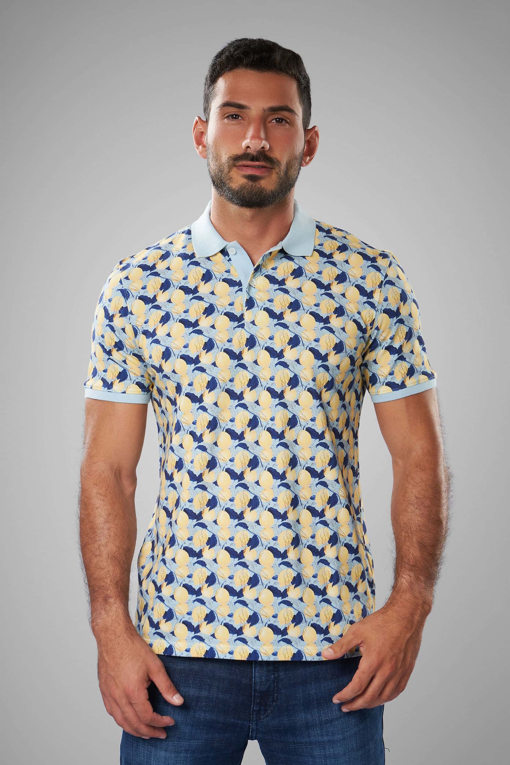 Yellow PRINTED Short Sleeves Polo(17) - nagahomme