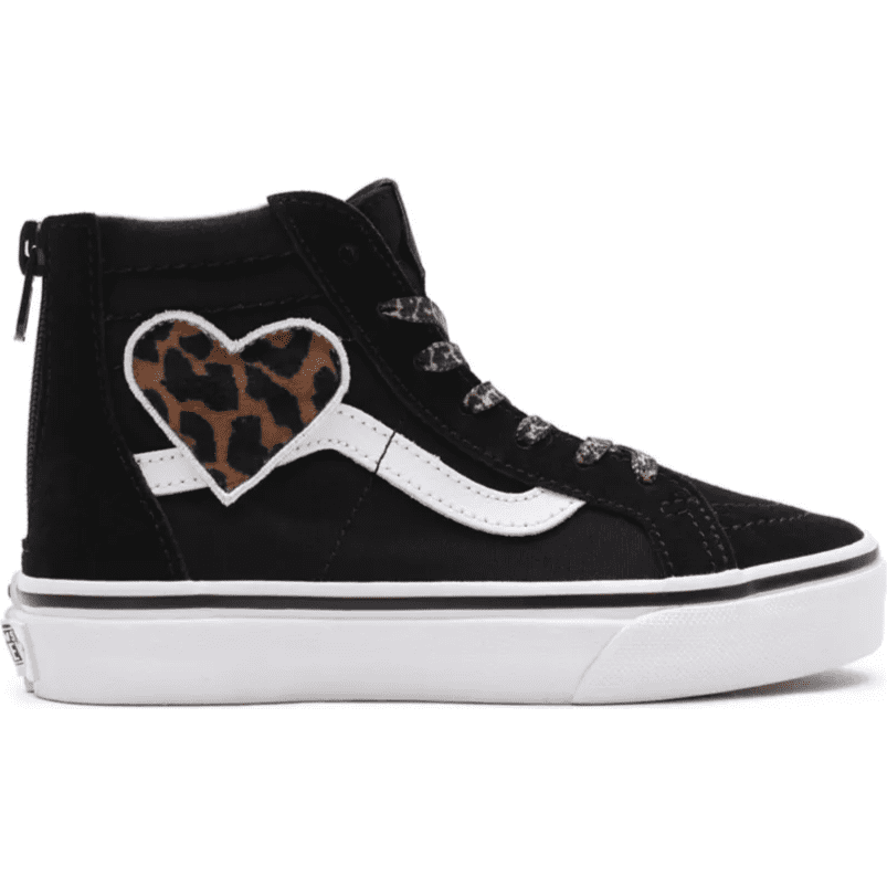 Vans Kids SK8 HI Zip Leopard Fur Heart Shoes Sporty Pro