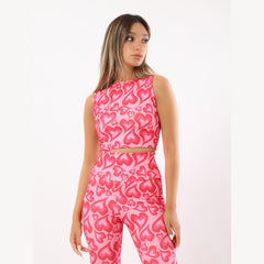 Heart Printed Crop Top - Sporty Pro