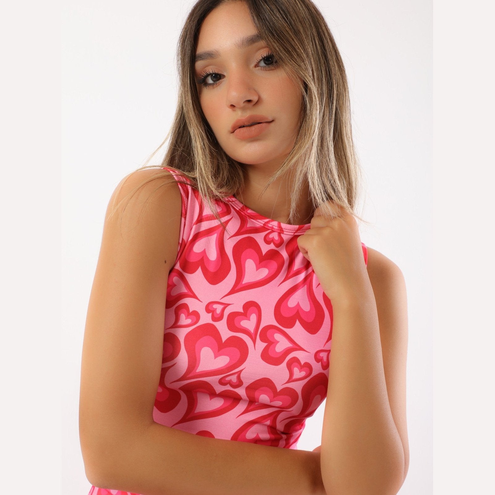 Heart Printed Crop Top - Sporty Pro