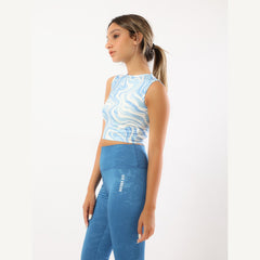 Blue Waves Printed Crop Top - Sporty Pro