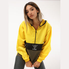 Oversized Yellow Half Zipper Waterproof Jacket - Sporty Pro