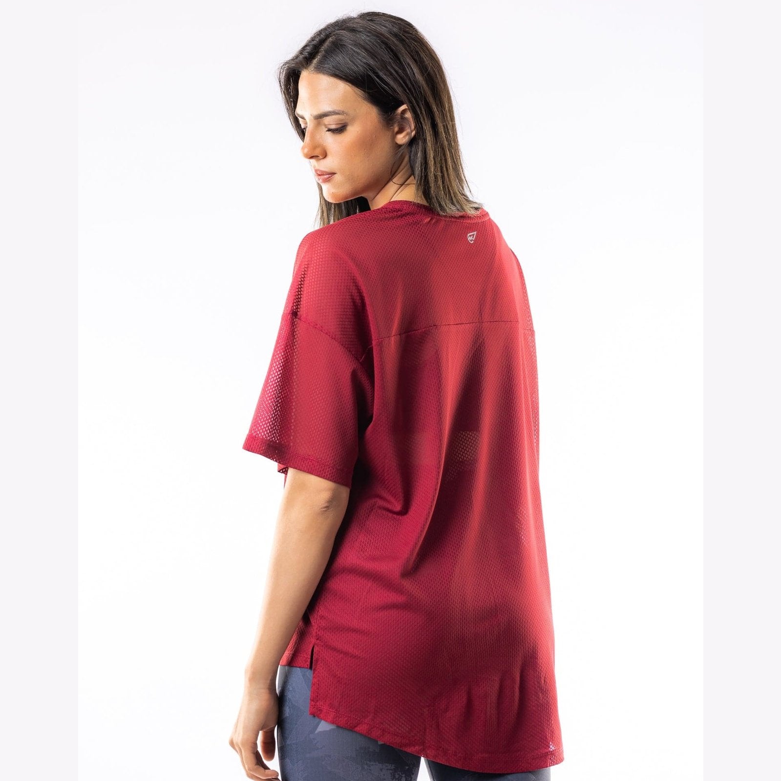 Breathable Mesh T-Shirt in Burgundy - Sporty Pro