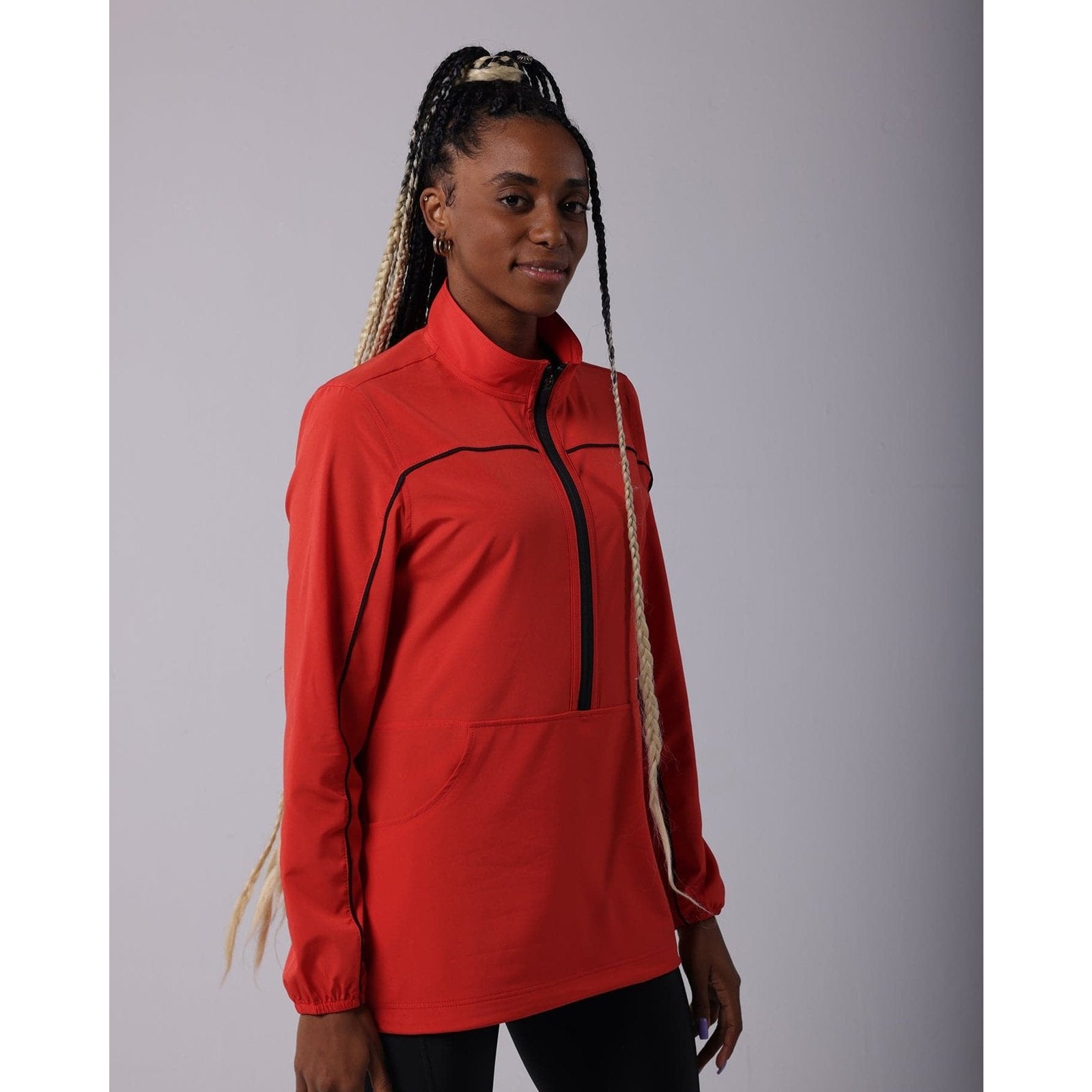 Red Half Zipper Wind Breaker - Sporty Pro