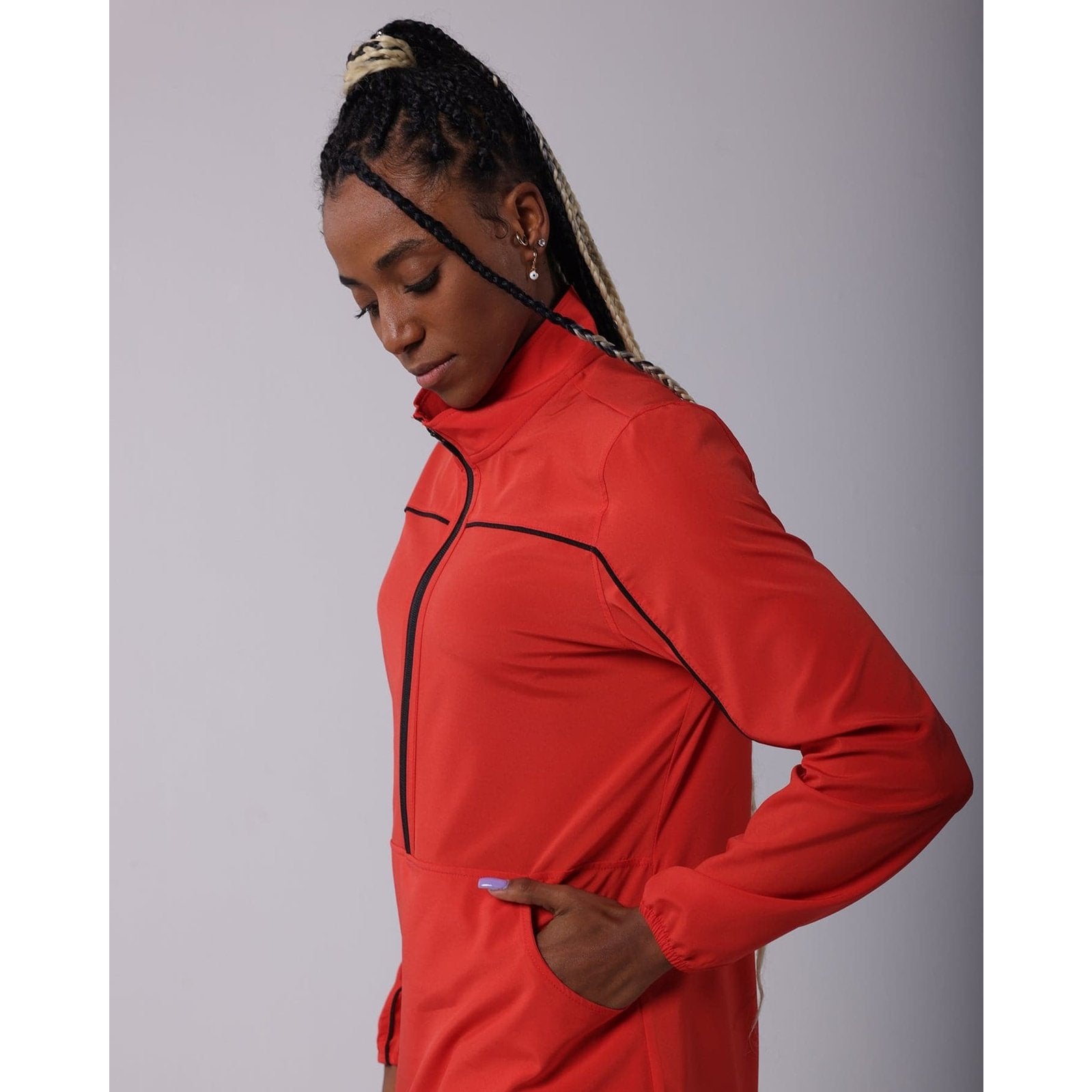 Red Half Zipper Wind Breaker - Sporty Pro