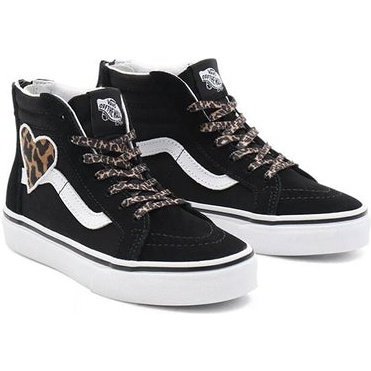 Vans Kids SK8-HI Zip Leopard Fur Heart Shoes