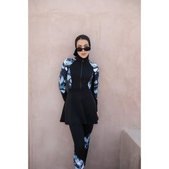 Dahab Black Patterned Swimsuit - Sporty Pro