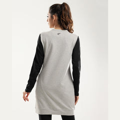 Heather Grey Shades Zipped Long Sweatshirt With Front Pockets - Sporty Pro