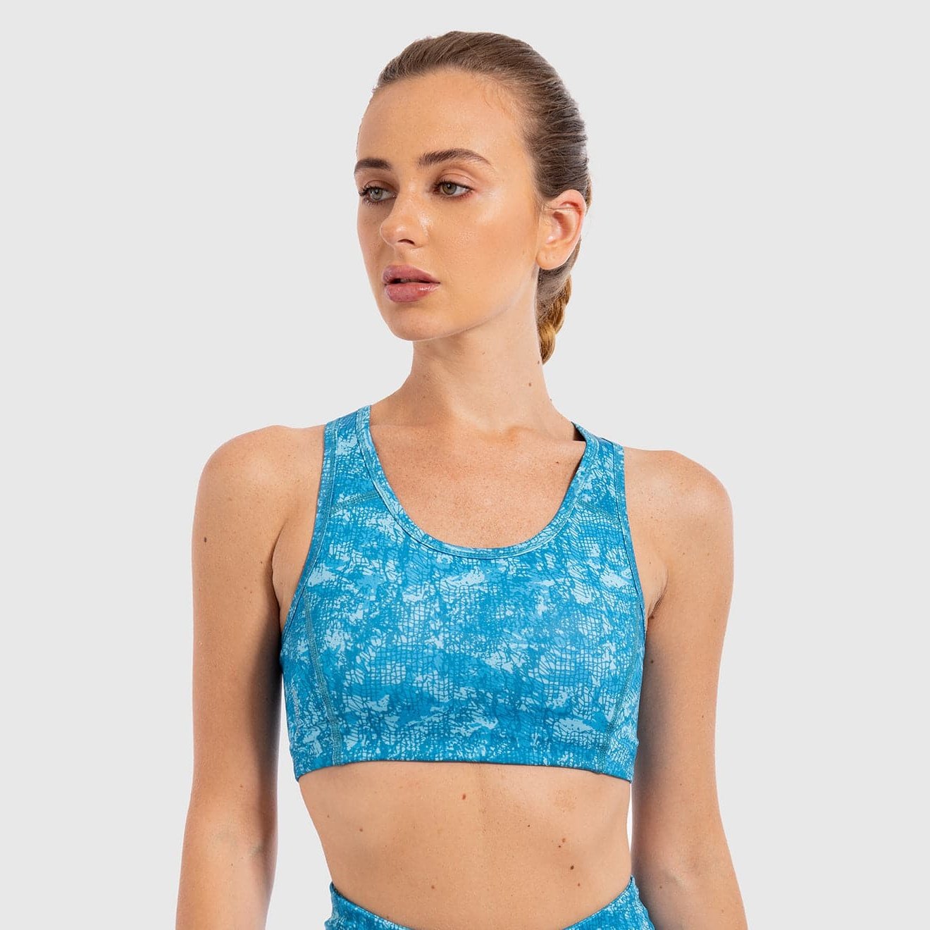 Nothing But Net Sports Bra in Aqua - Sporty Pro