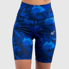 Geo Print Biker Short in Blue - Sporty Pro