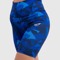 Geo Print Biker Short in Blue - Sporty Pro