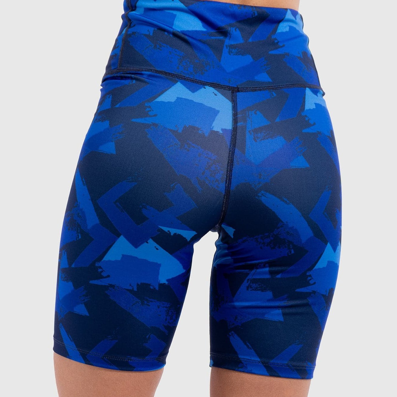 Geo Print Biker Short in Blue - Sporty Pro
