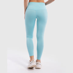 Solid Mid Rise Legging in Aqua - Sporty Pro