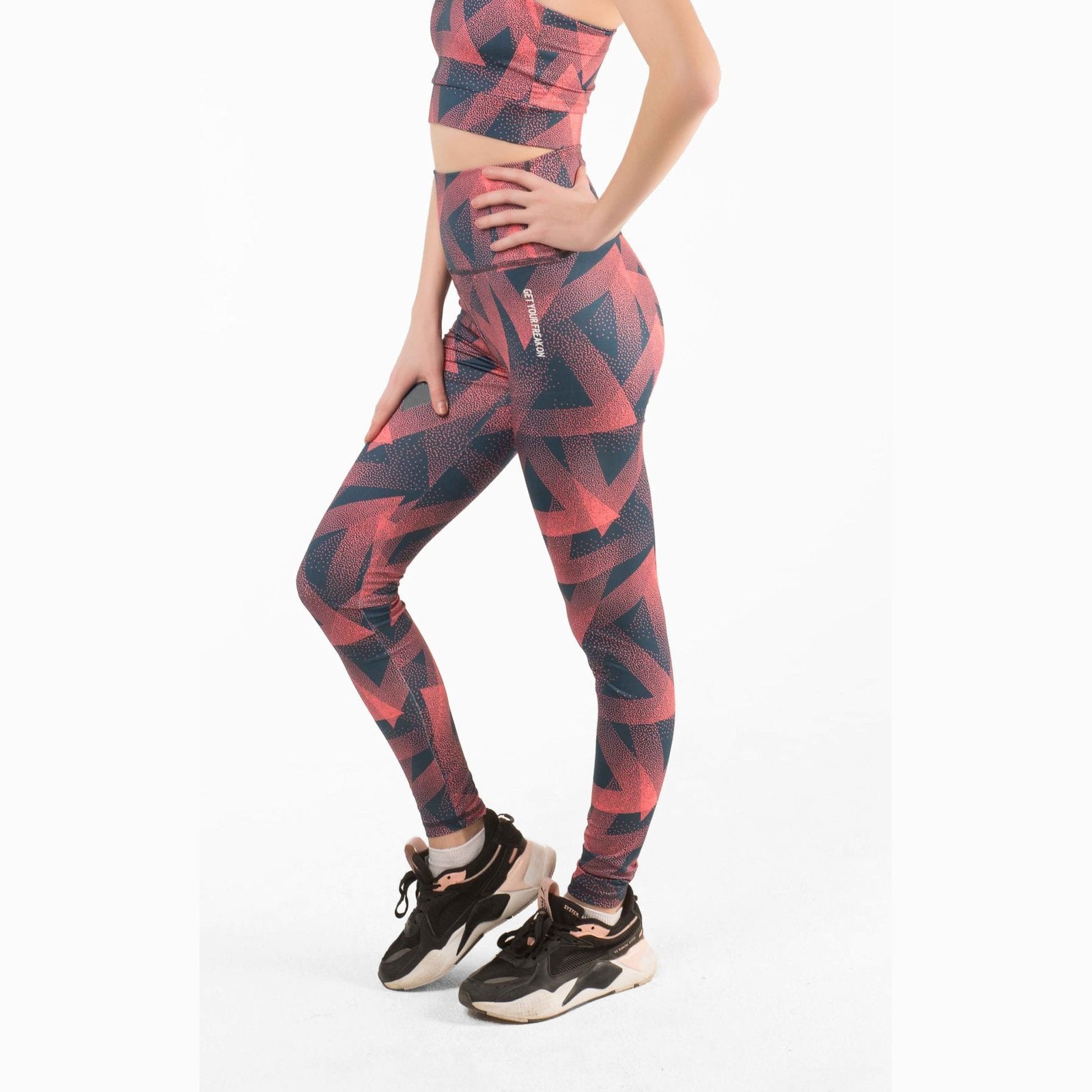 High Waisted Red Printed Legging - Sporty Pro