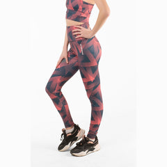 High Waisted Red Printed Legging - Sporty Pro