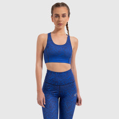 Snake Skin Padded Sports Bra in Blue - Sporty Pro