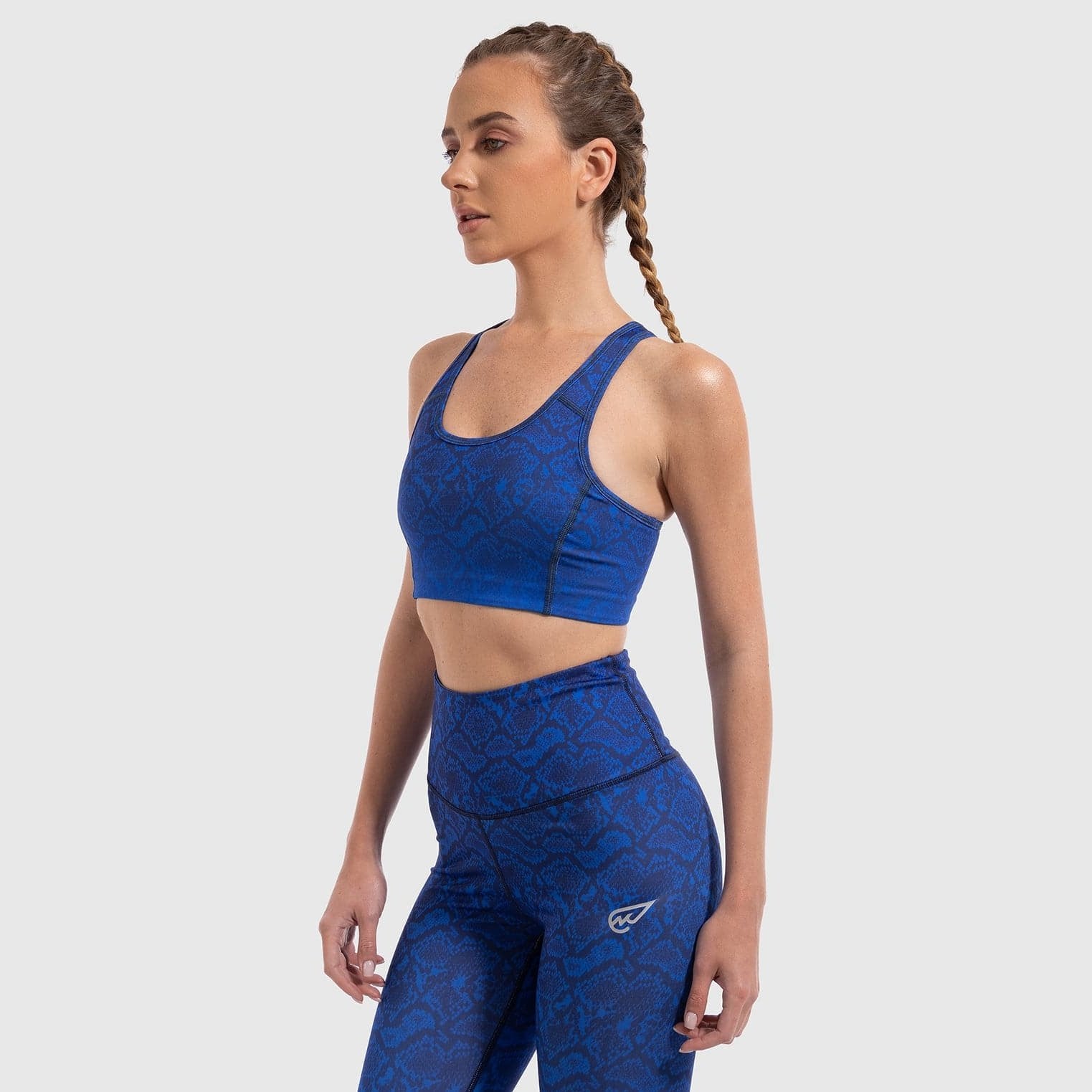 Snake Skin Padded Sports Bra in Blue - Sporty Pro