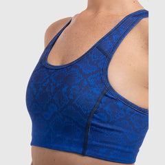 Snake Skin Padded Sports Bra in Blue - Sporty Pro