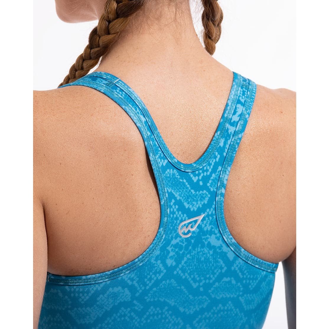 Snake Skin Padded Sports Bra in Aqua - Sporty Pro