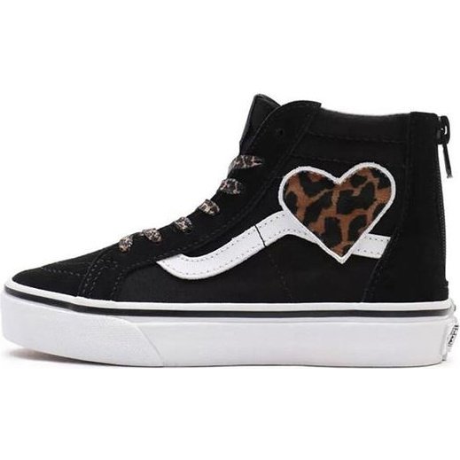 Vans Kids SK8-HI Zip Leopard Fur Heart Shoes