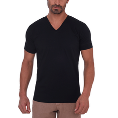 T-Shirt Basic V-Neck - Black