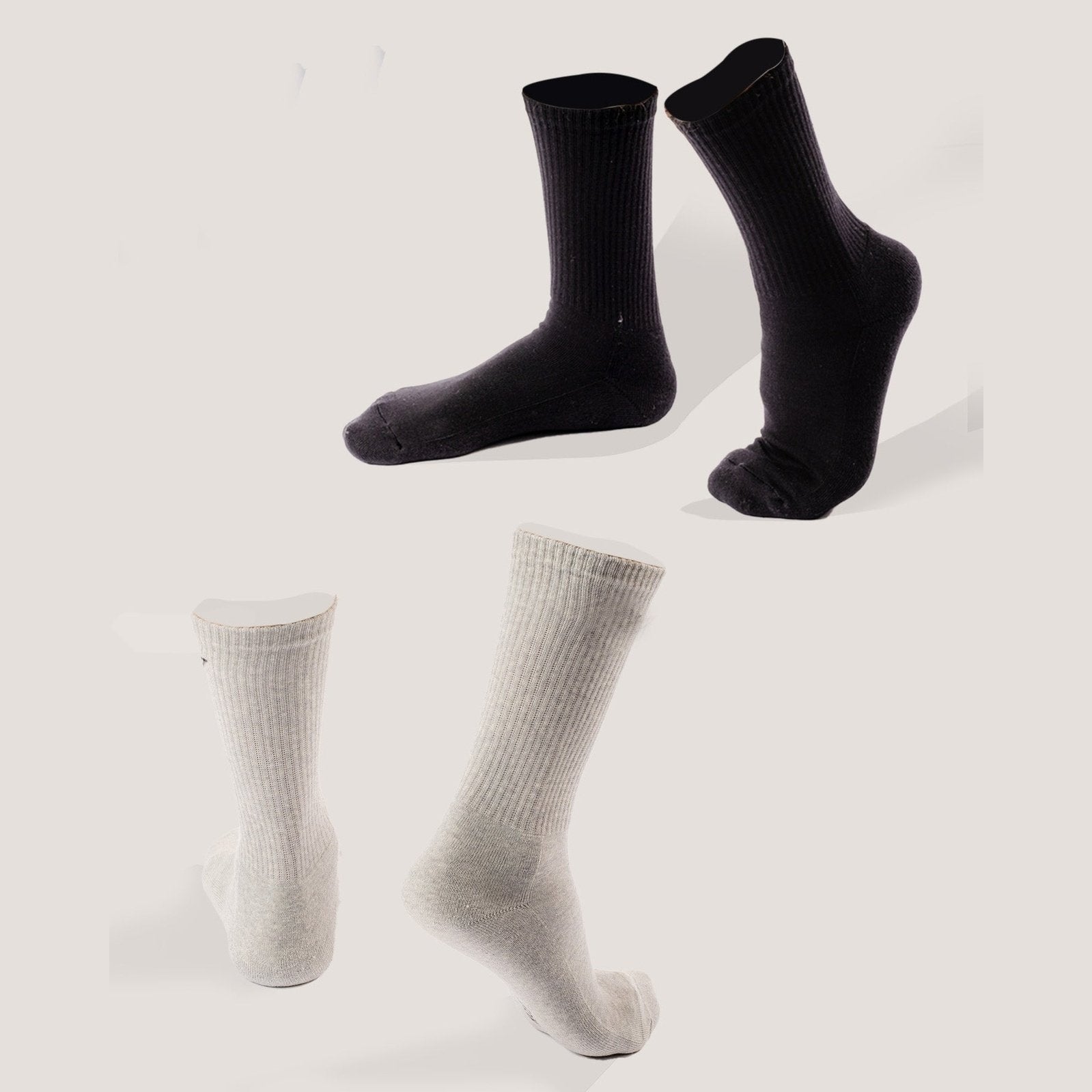 Black & Grey Mid Cut Crew Socks 2 Pack - Sporty Pro