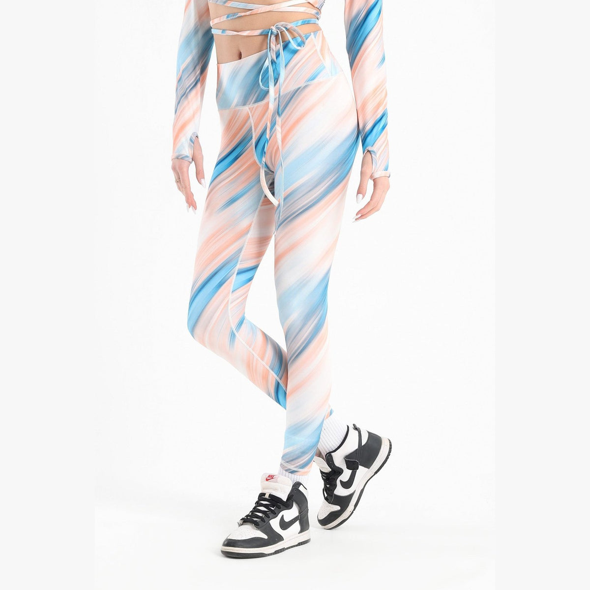 Ombre stripes high waisted printed leggings