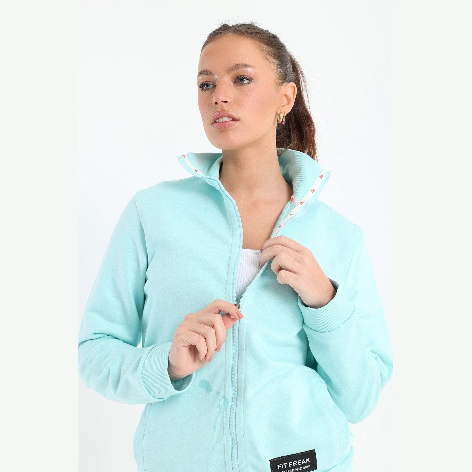 Chill oversized stand up collar set in baby blue