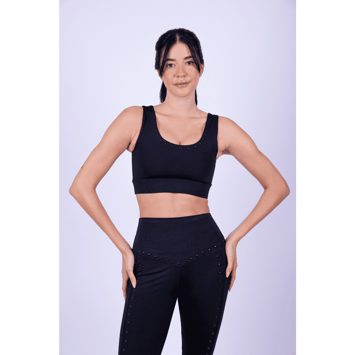 Studded Black Sports Bra