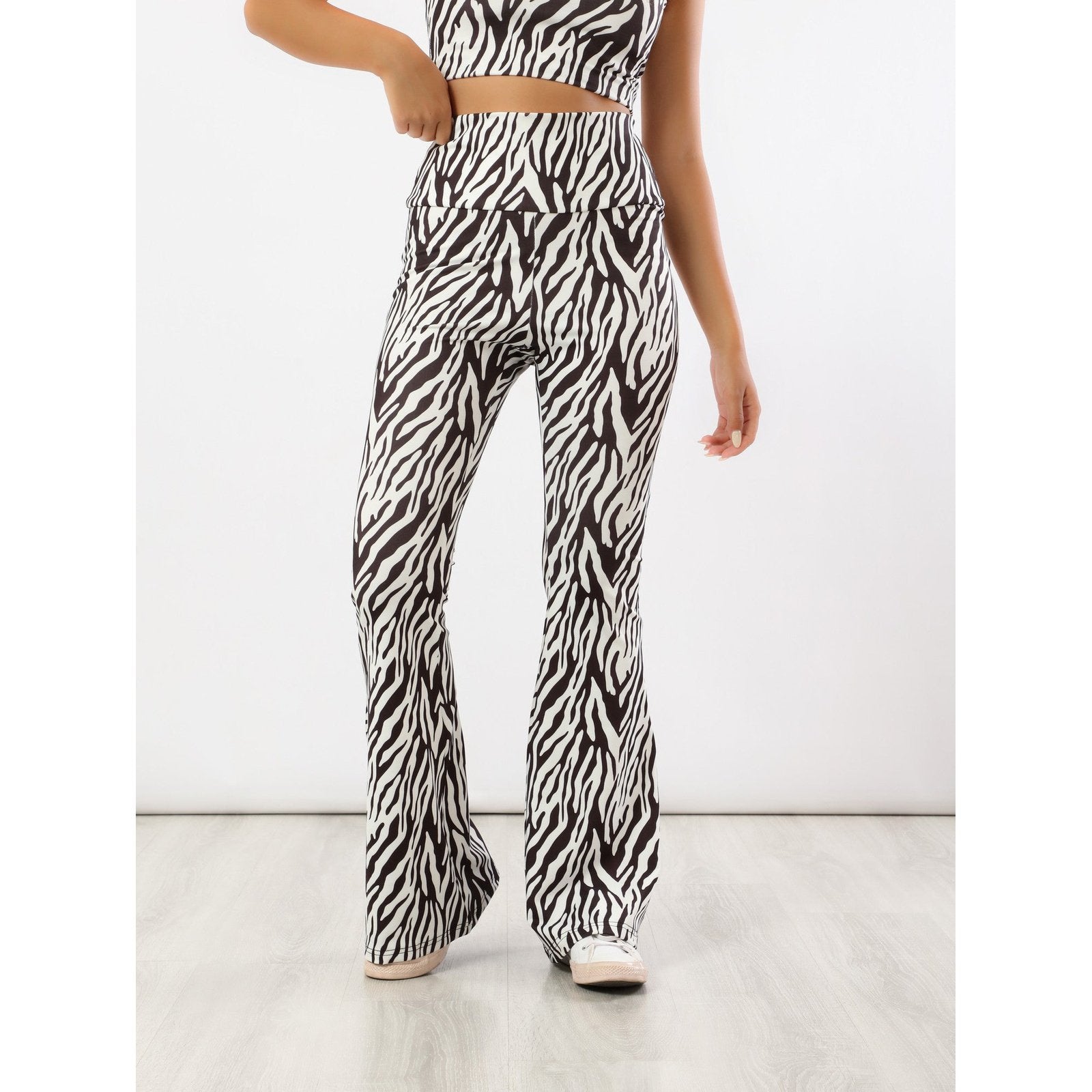 Zebra Flared Printed Trousers