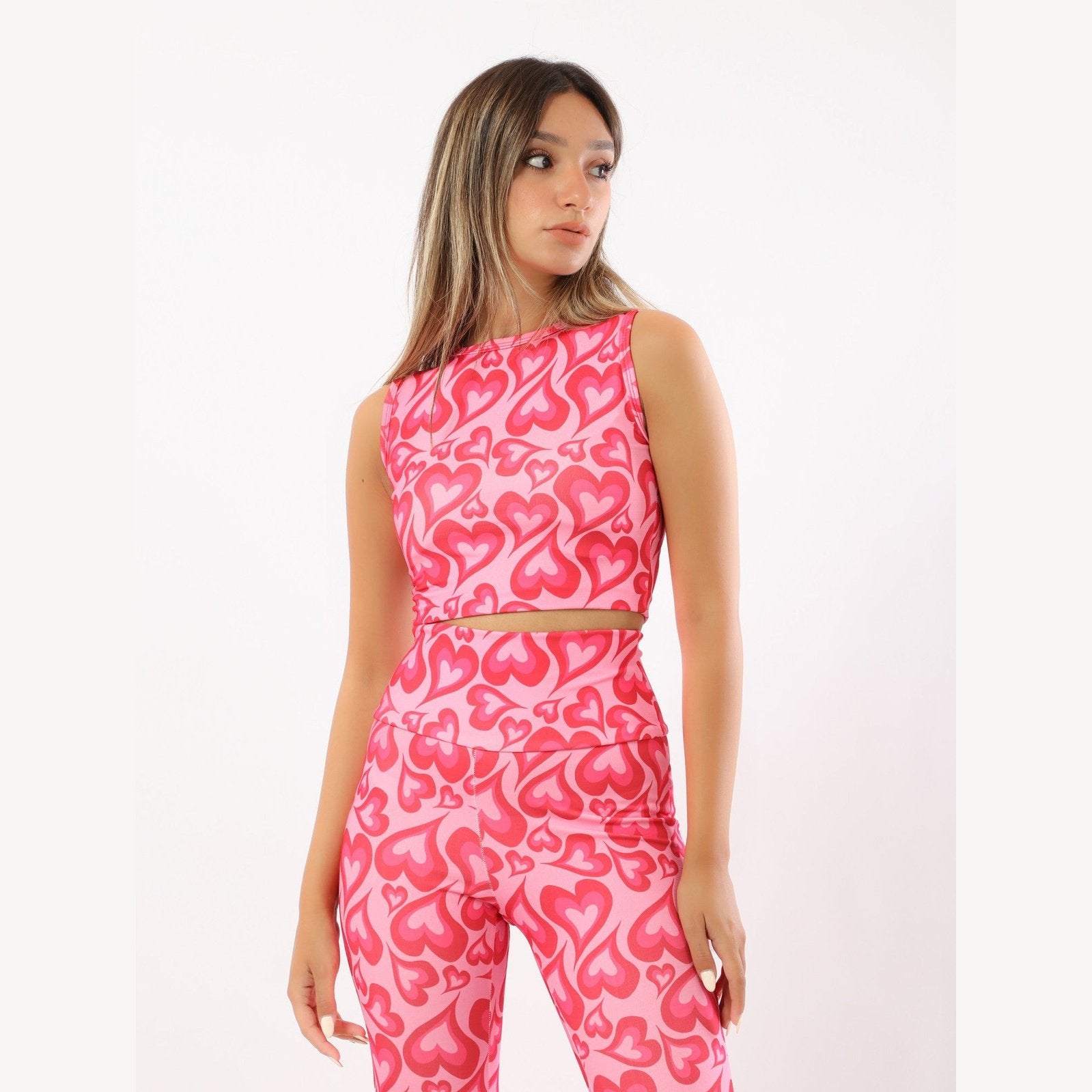 Heart Printed Crop Top - Sporty Pro