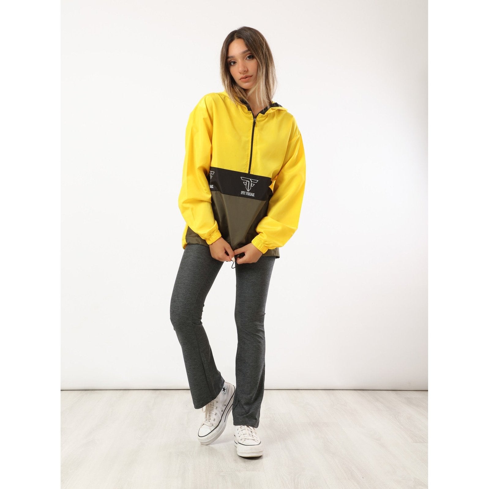 Oversized Yellow Half Zipper Waterproof Jacket - Sporty Pro