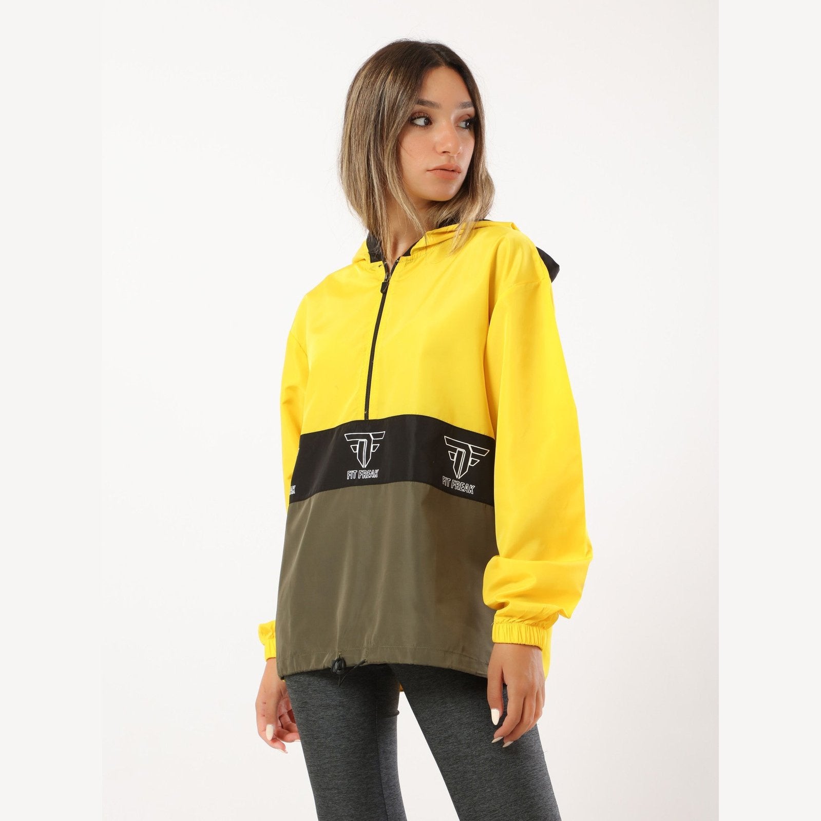 Oversized Yellow Half Zipper Waterproof Jacket - Sporty Pro