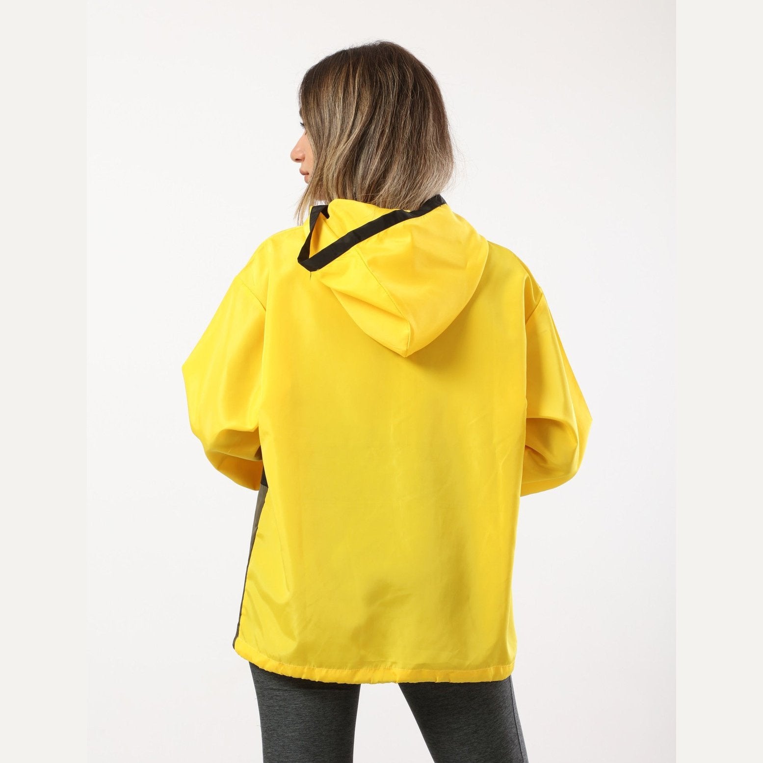Oversized Yellow Half Zipper Waterproof Jacket - Sporty Pro