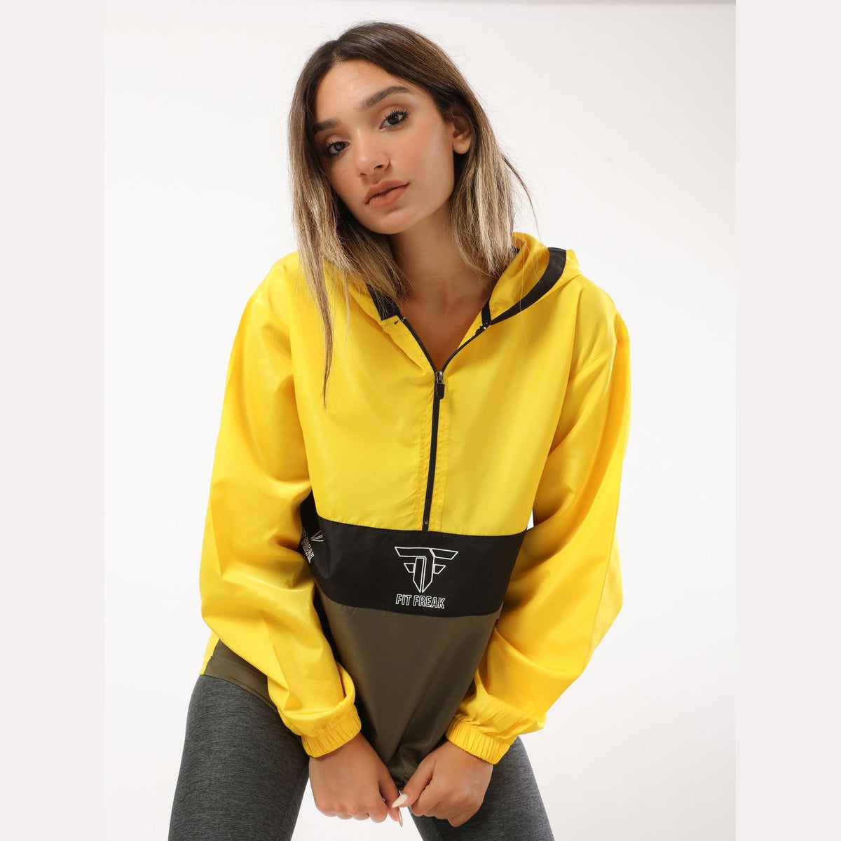 Oversized Yellow Half Zipper Waterproof Jacket - Sporty Pro