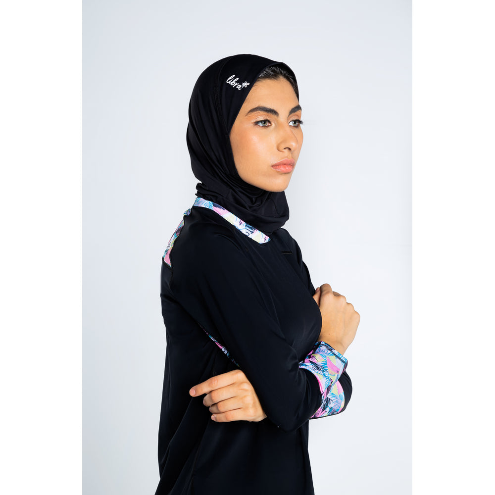 Black Ultra-Fit Swim Hijab - Sporty Pro